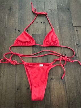 ALO Yoga Bright Red String Bikini Bottom